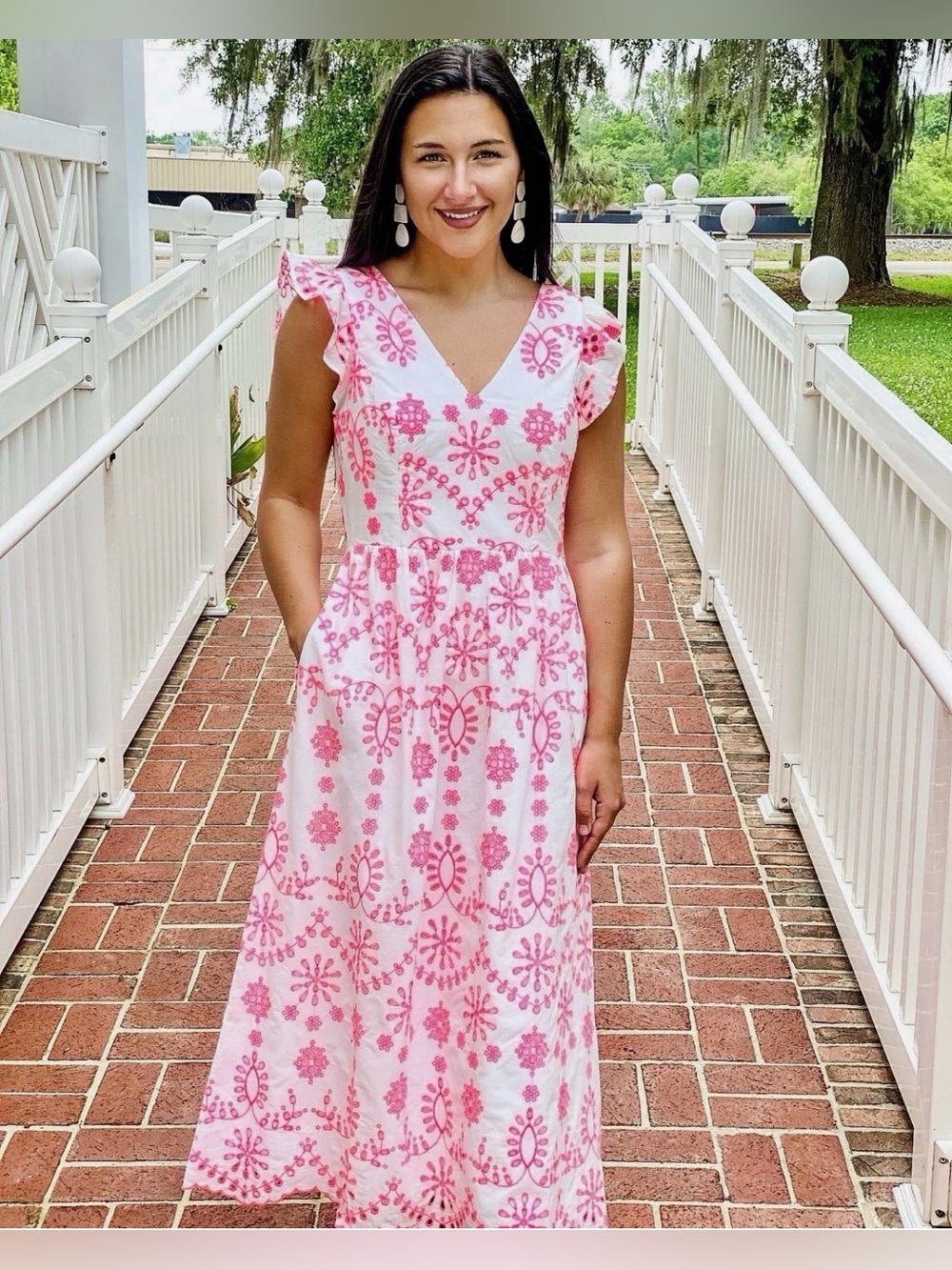 Lilly Pulitzer Lillyanne Midi Dress Size 0 NWT Pink Coral Eyelet Resort Chic - Picture 2 of 11
